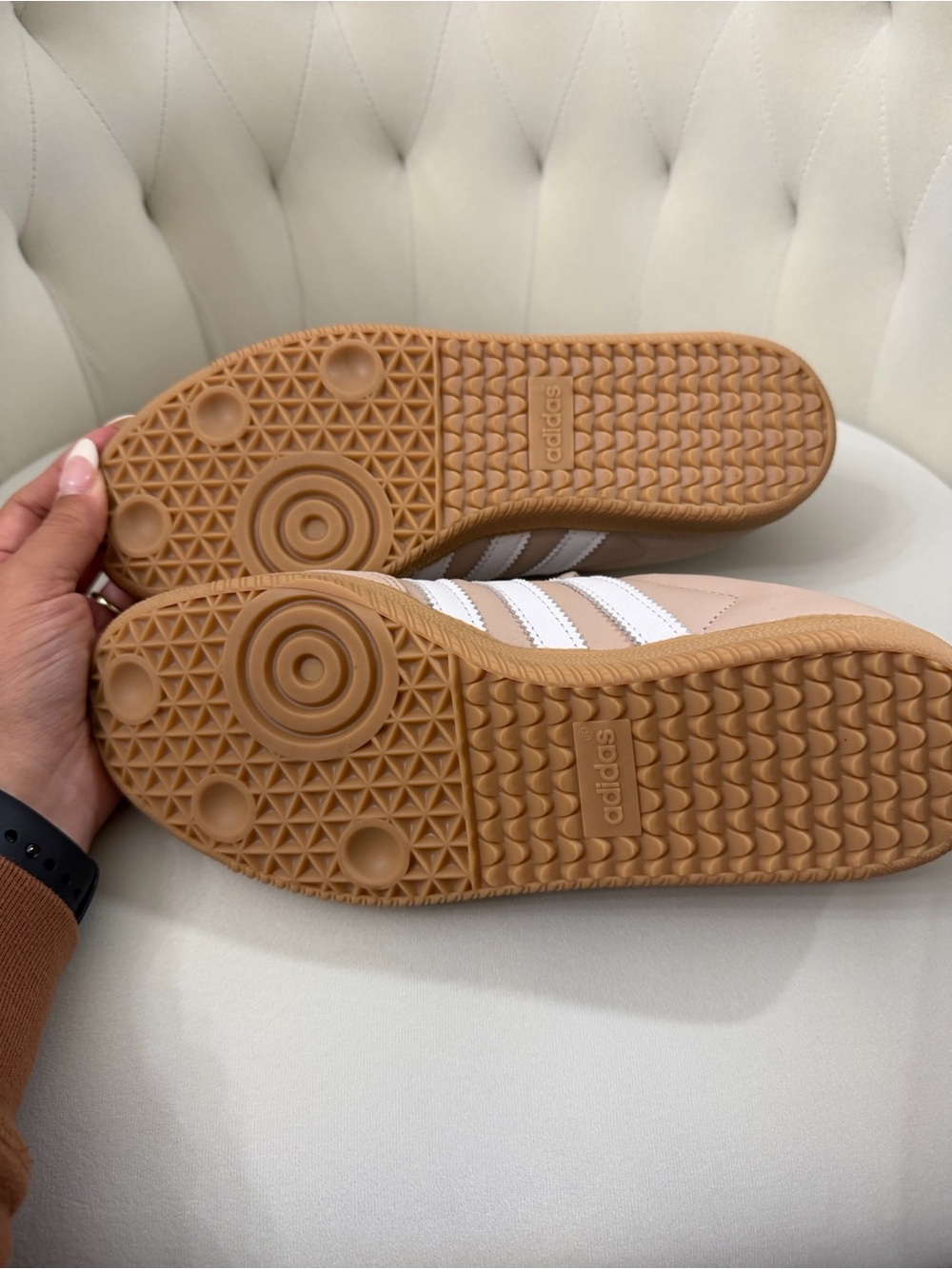 adidas Samba Women's Sneakers in Taupe with White Stripes - Picture 6 of 6